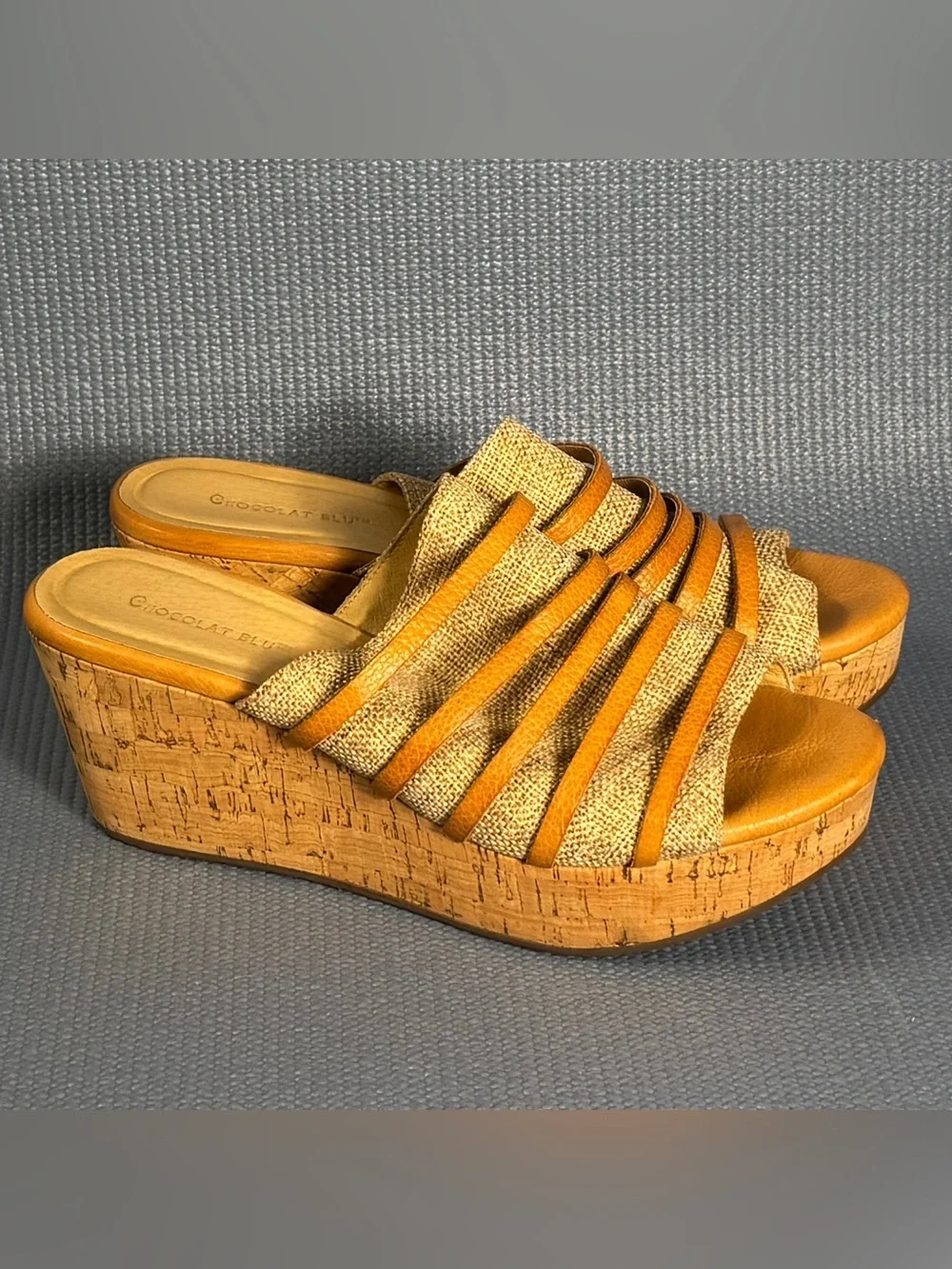 Chocolate Blu Women’s Wapi Platform Wedge Cork Sandals Size 8.5